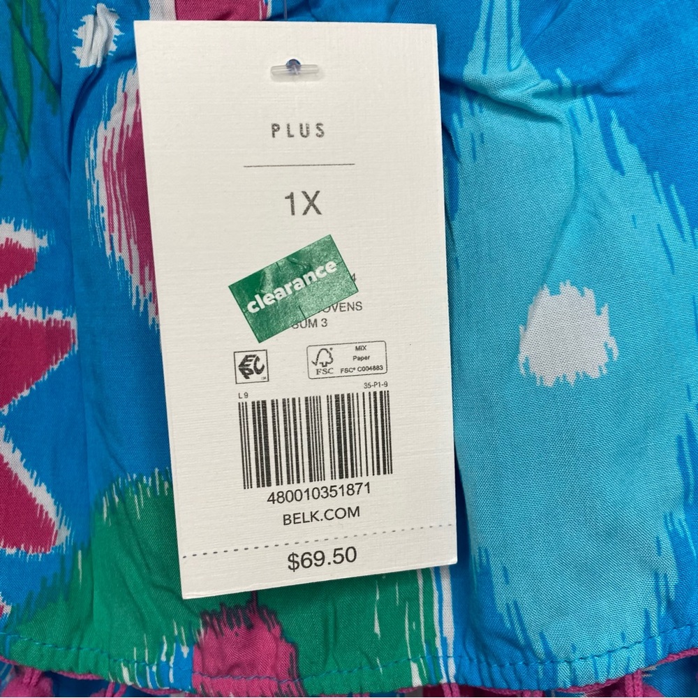 NWT Plus Size Pom Trip Crown & Ivy Top in Pink & Blue / 1X - Picture 5 of 10